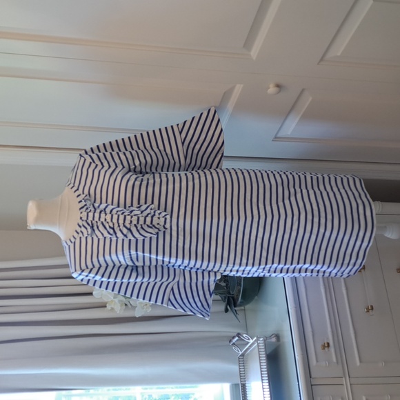 NWT Draper James‎ Womens Sailor Striped Ruffle Shift Mini Dress Blue/White S-2 - Picture 1 of 8